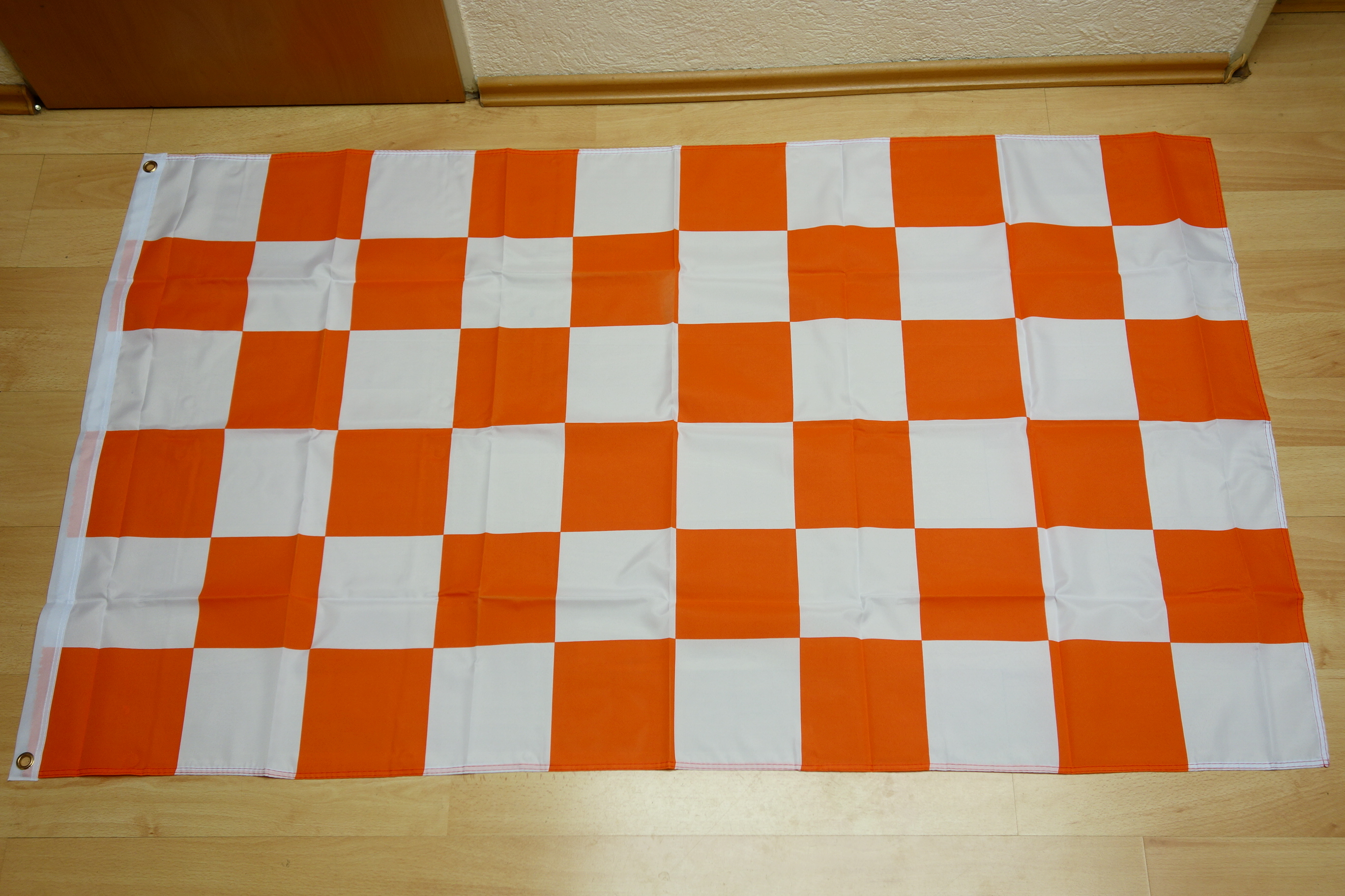Karo Orange Weiß - 90 x 150 cm