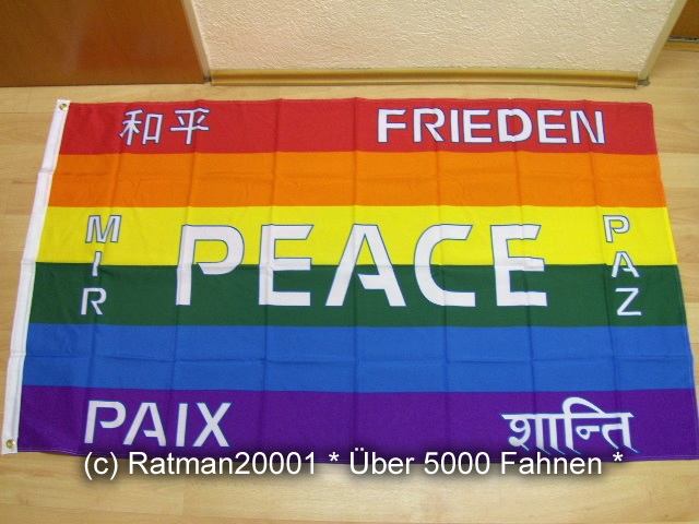 Peace Regenbogen 7 Sprachen - Peace - 90 x 150 cm