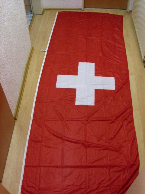 Schweiz Banner Hochformat Mit Karabinerhaken Premium - 300 x 100 cm